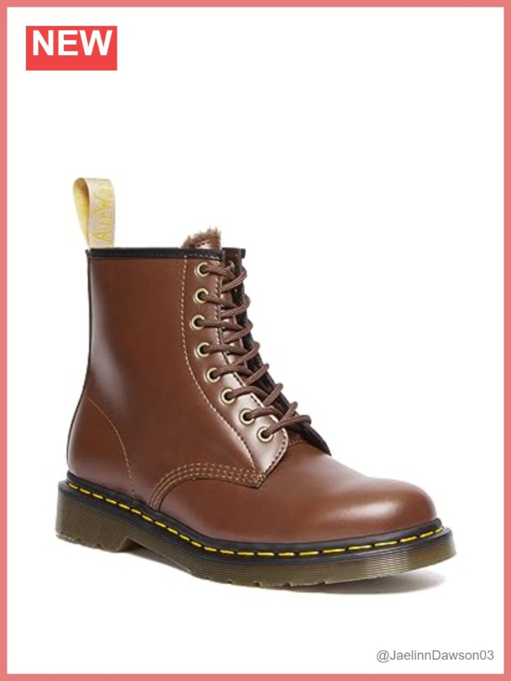 Vegan 1460 Lace-Up Ankle Boots with Borg Fleece Lining